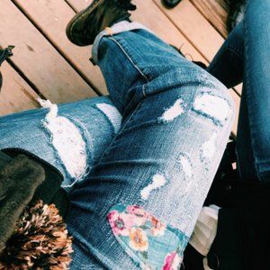 Pilcro & Letterpress Slim Boyfriend Patch Jeans